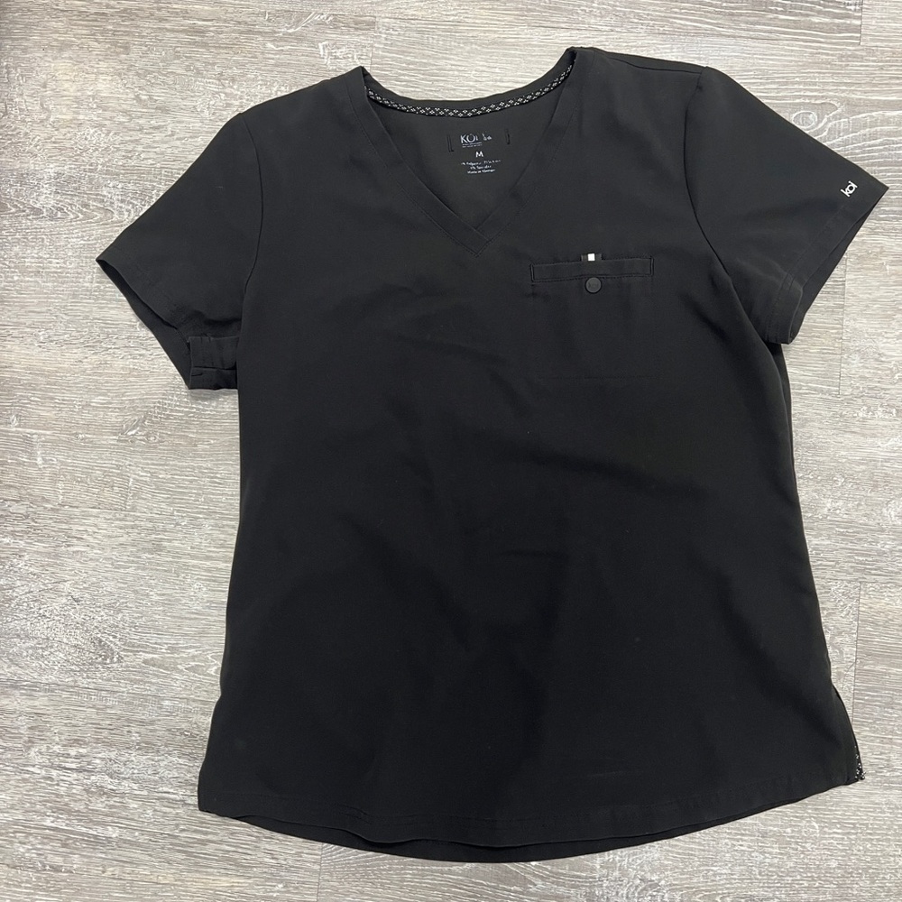 Koi, black, v-neck, scrub top